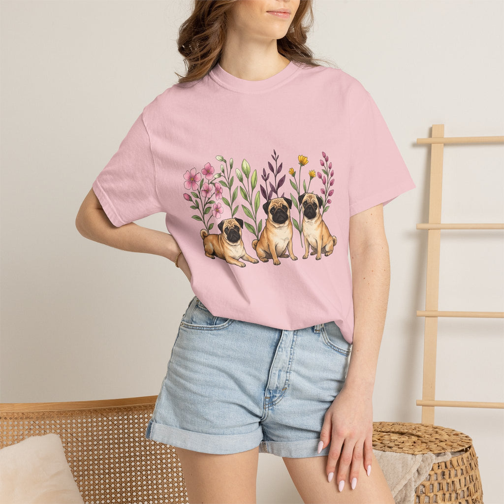 Pug Group Shirt Dog Plants Unisex Gift Line Art Tee T-Shirt product image 12