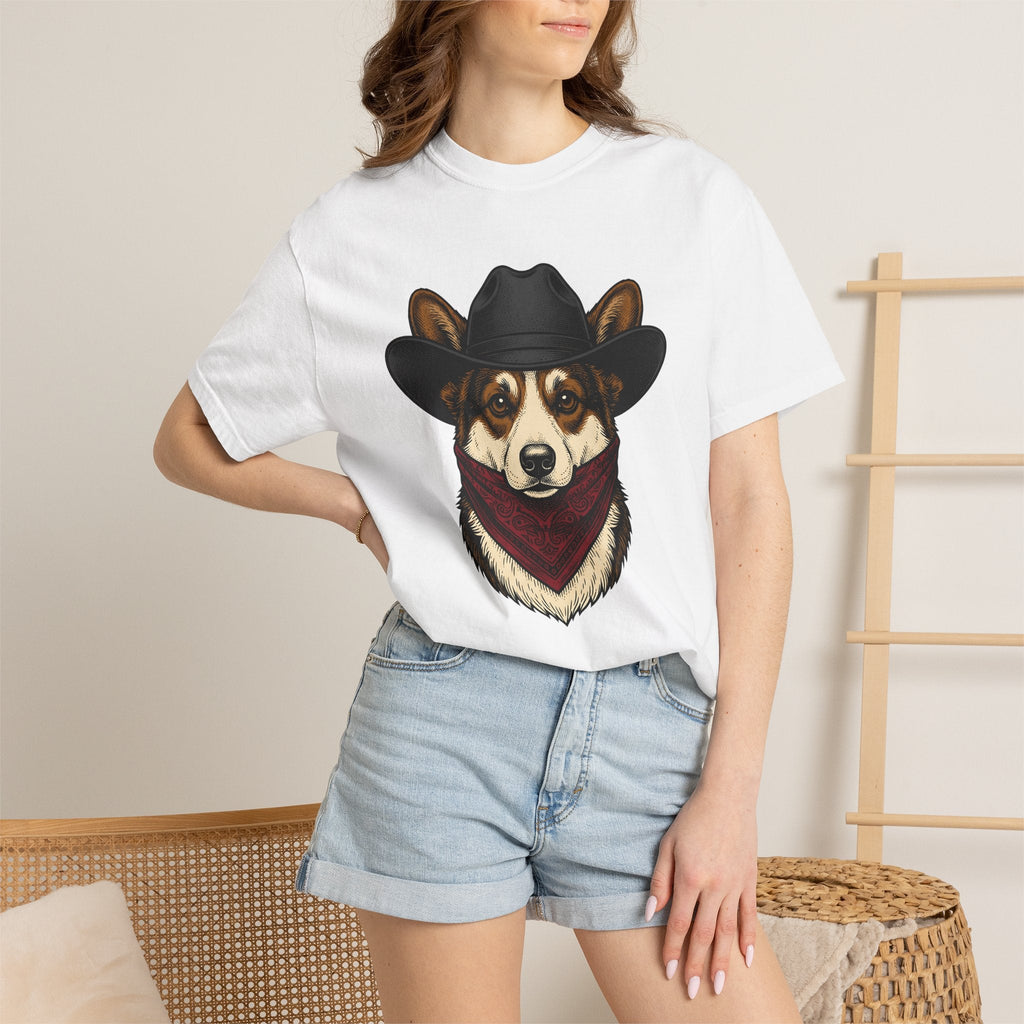 Corgi Cowboy Shirt Dog Western Unisex Gift Detailed Tee product image 6