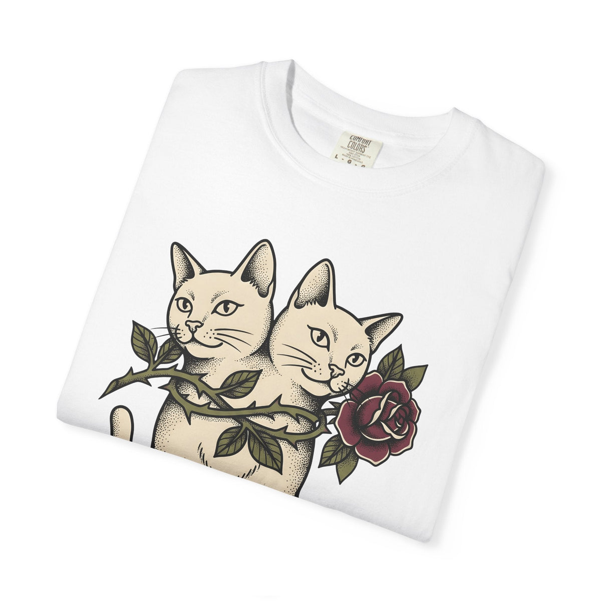 Dual-Headed Feline Shirt Cat Flower Art Unisex Gift product image 5
