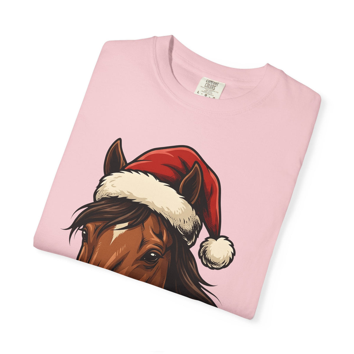 Horse Santa Hat Shirt Christmas Animal Unisex Gift Line Art Tee Equine T-Shirt