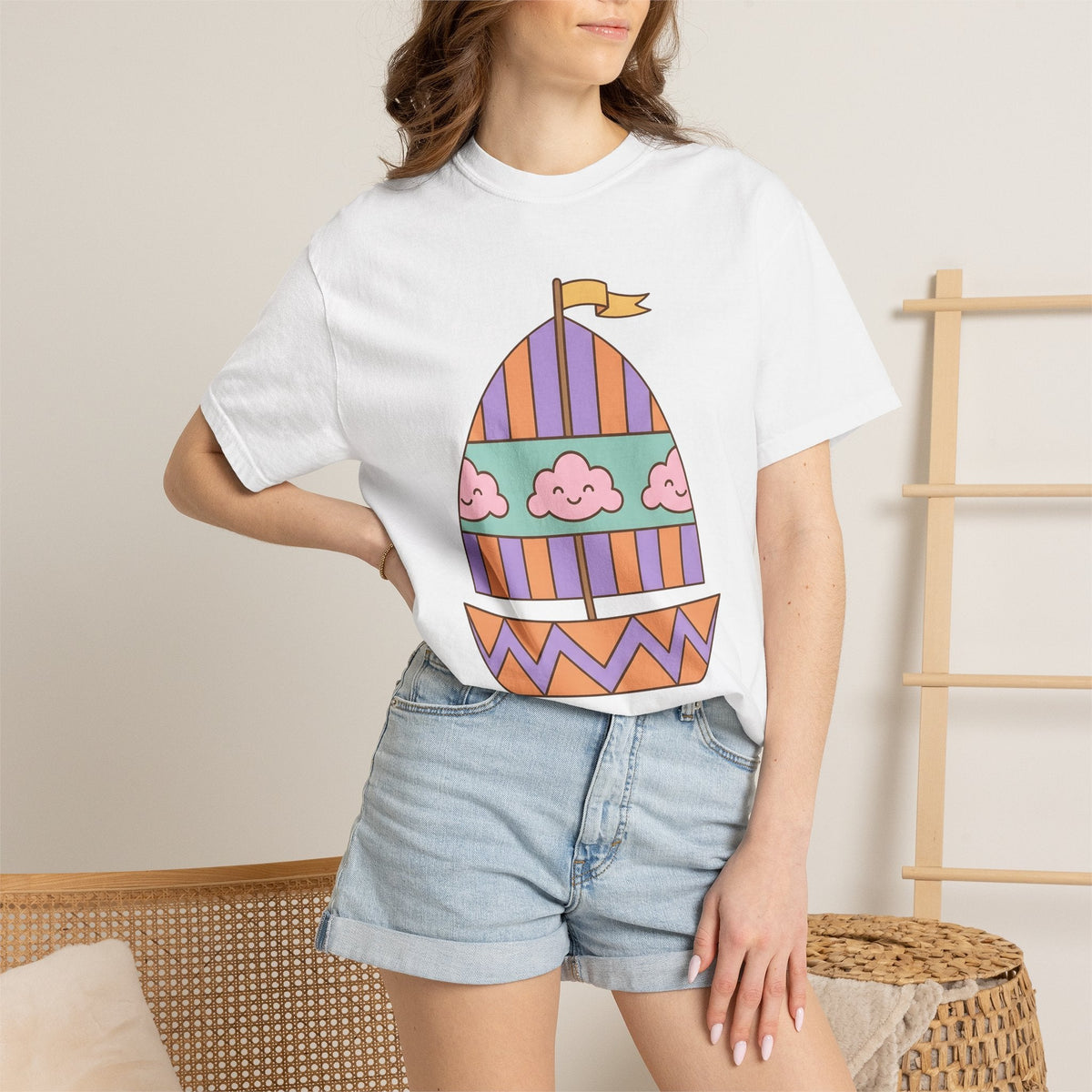 Sailboat Drawing Shirt Cute Ocean Unisex Gift Cartoon Tee product image 6