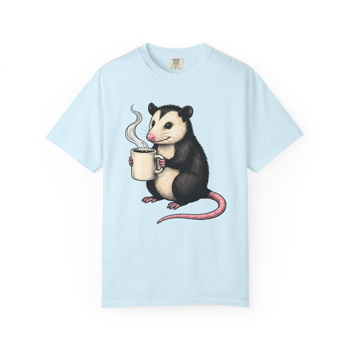 Possum Coffee Cup Shirt Animals Coffee Gift Women Cute Tee Opossum T-Shirt Wildlife Fan Cute Tshirt Coffee Design Hand Drawn Mug Tshirt