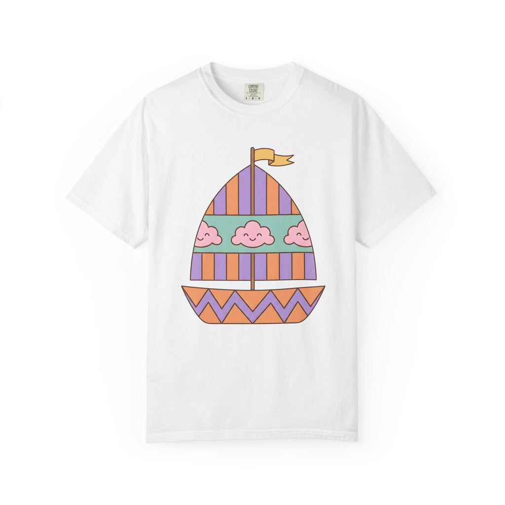 Sailboat Drawing Shirt Cute Ocean Unisex Gift Cartoon Tee product image 1