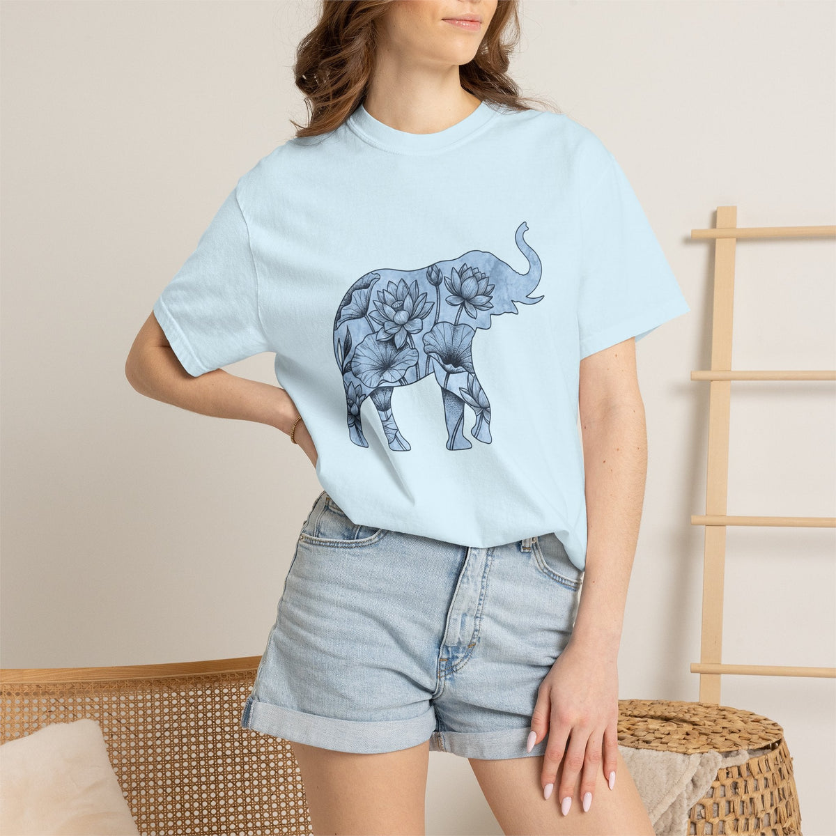 Elephant Flower Shirt Animals & Flowers Outdoors Gift Women product image 9
