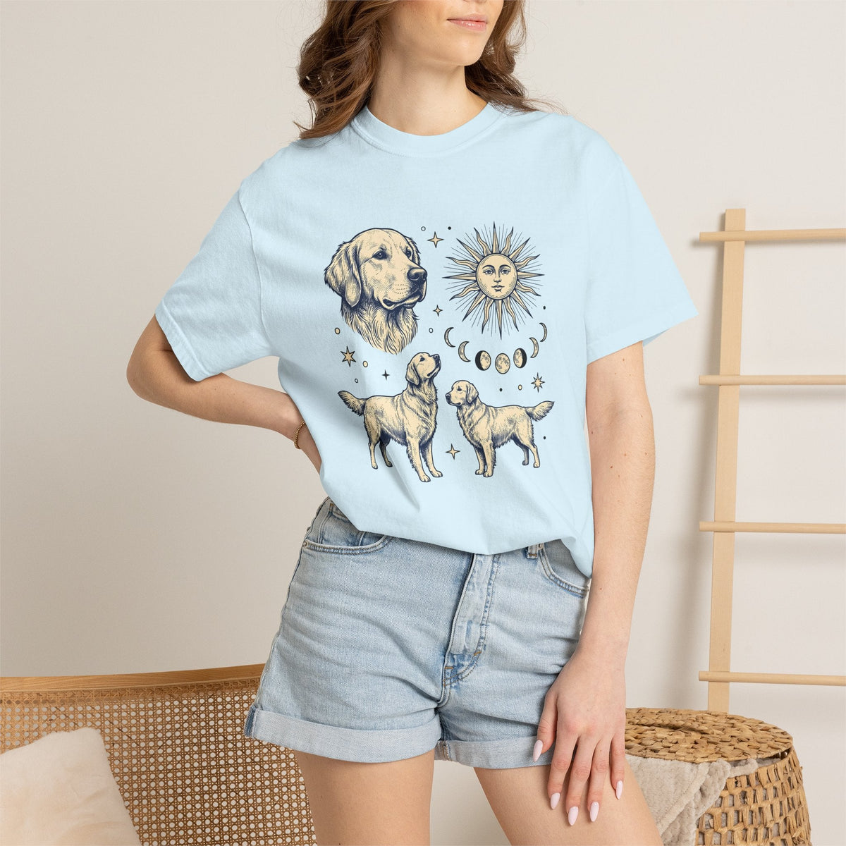 Golden Retriever Shirt Dog Planets Gift Women Sketch Tee product image 9
