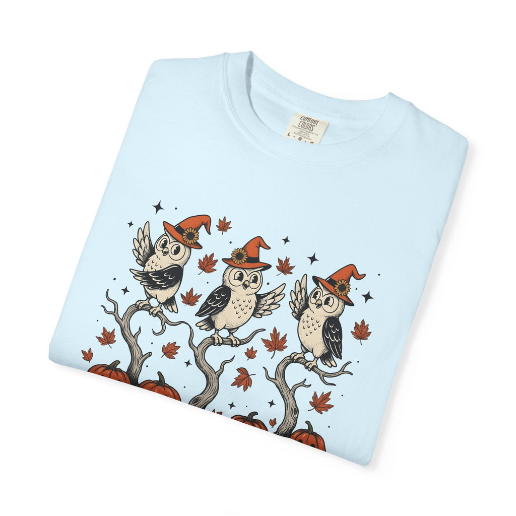 Owl Sorcerer Hat Shirt Halloween Foliage Unisex Gift Old School Tee Witch Hat