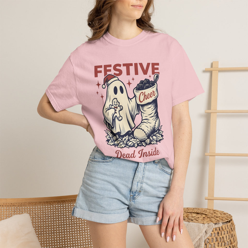 Ghost Santa Hat Shirt Christmas Humor Unisex Gift Vintage Tee Santa Hat T-Shirt