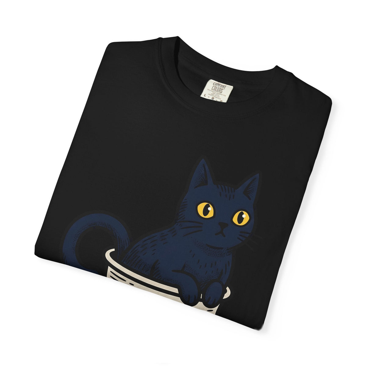 Black Cat Coffee Mug Shirt Halloween Espresso Unisex Gift Comic Tee Cat Mug