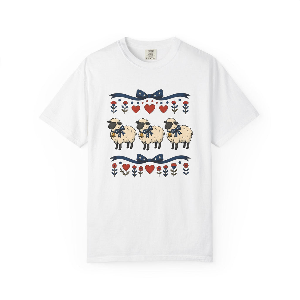 Sheep Trio Shirt 4th Of July Farmhouse Unisex Gift Folk Art product image 1