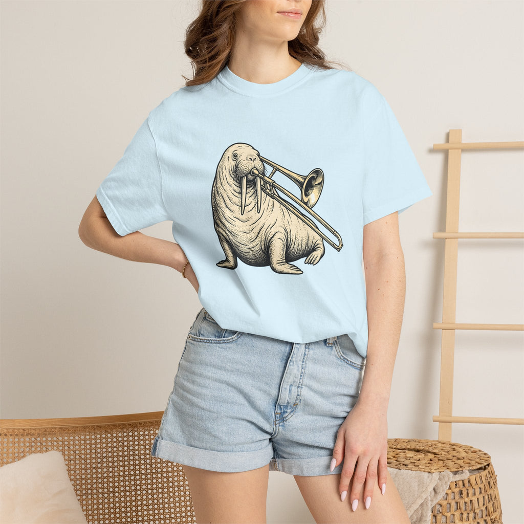 Walrus Trombone Shirt Animals Music Unisex Gift Vintage Tee product image 9
