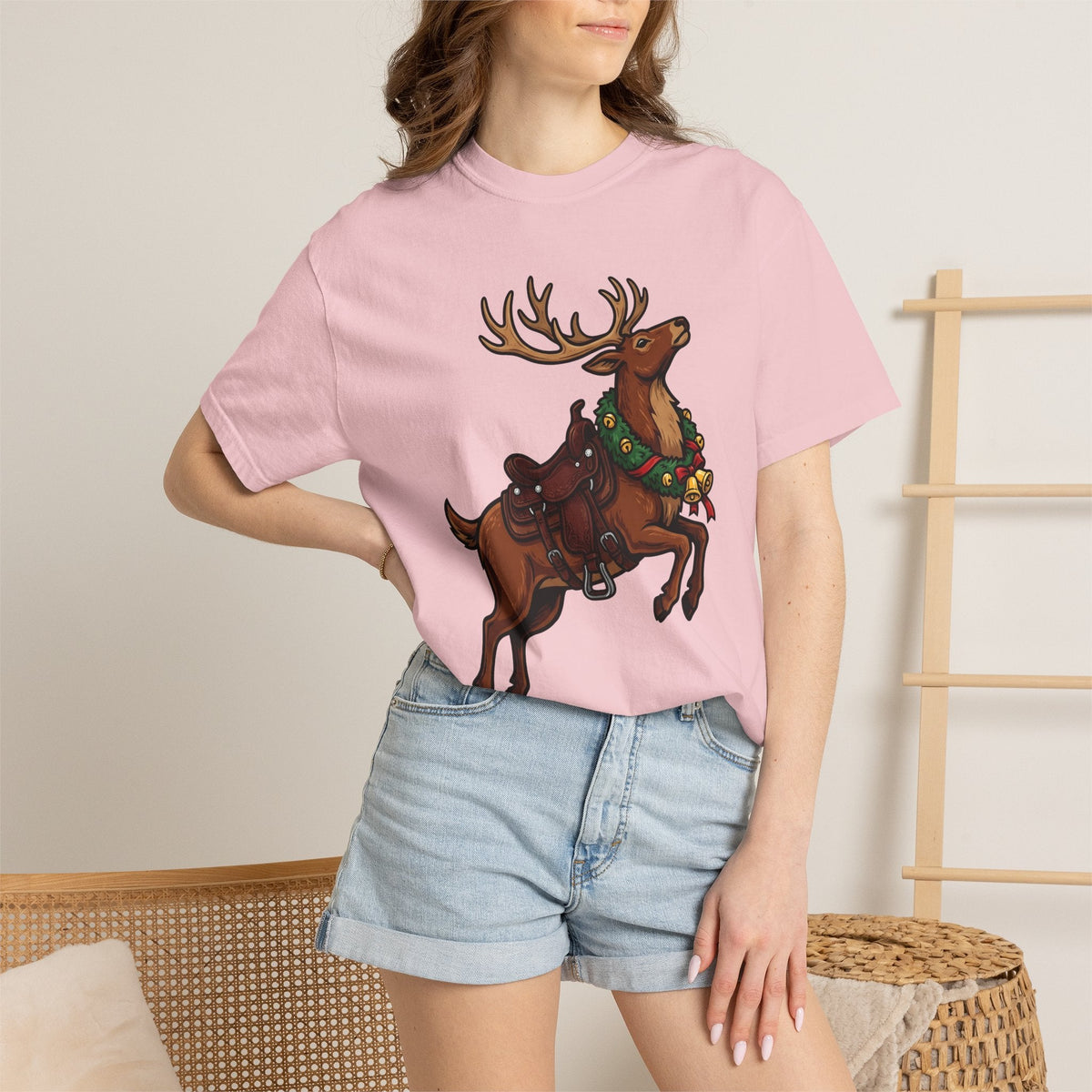 Elk Saddle Shirt Christmas Pets Unisex Gift Animated Tee Saddle Blanket T-Shirt