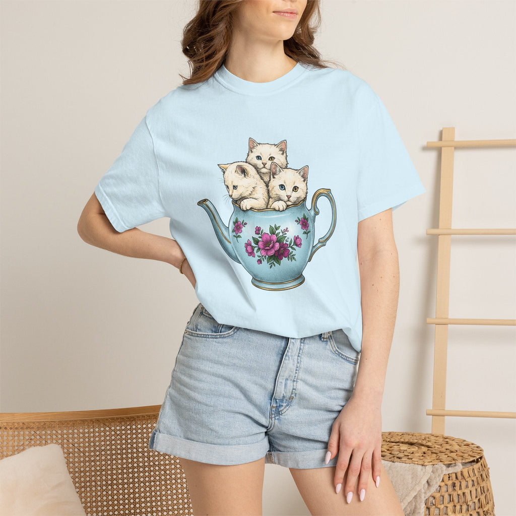 Cat Cup Shirt Cat Beverage Unisex Gift Retro Tee Mug T-Shirt Cat Fan Coffee