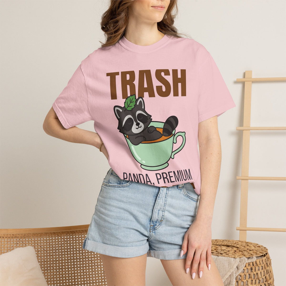 Raccoon Tea Cup Shirt Animals Cappuccino Unisex Gift Playful Tee Trash Panda