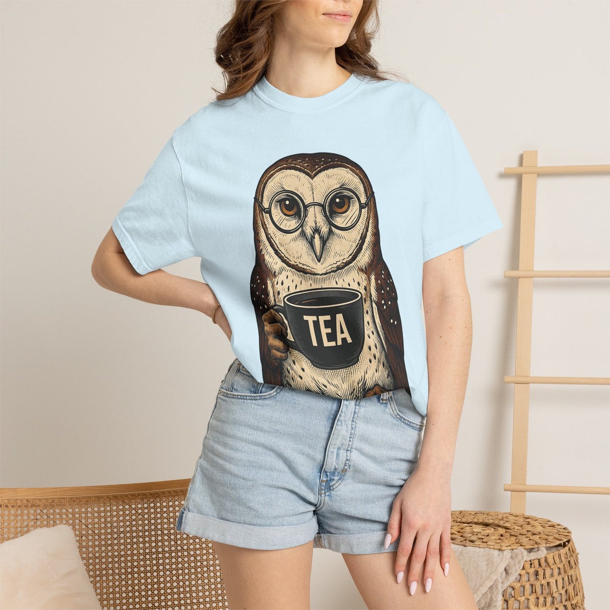 Owl Tea Cup Shirt Tea Animal Unisex Gift Vintage Tee Teacup T-Shirt Tea Fan