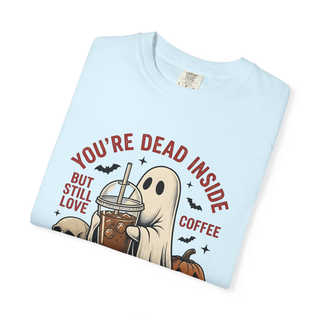Phantom Coffee Tumbler Shirt Halloween Cafe Unisex Gift Weathered Tee Travel Mug