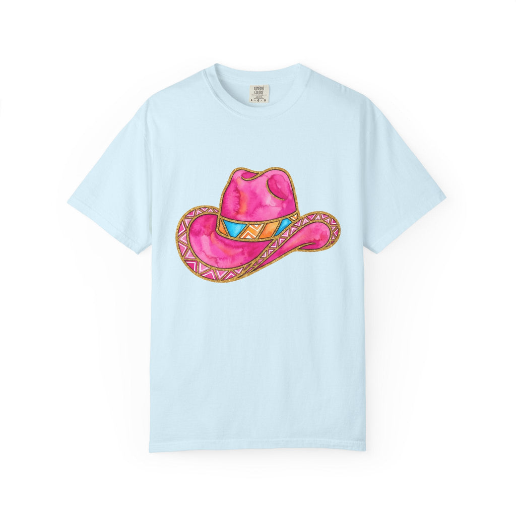 Pink Western Hat Shirt Western Apparel Gift Women Hand Painted Tee Cowboy Hat T-Shirt Rodeo Fan Cowgirl Tshirt Clothing Graphic Rustic