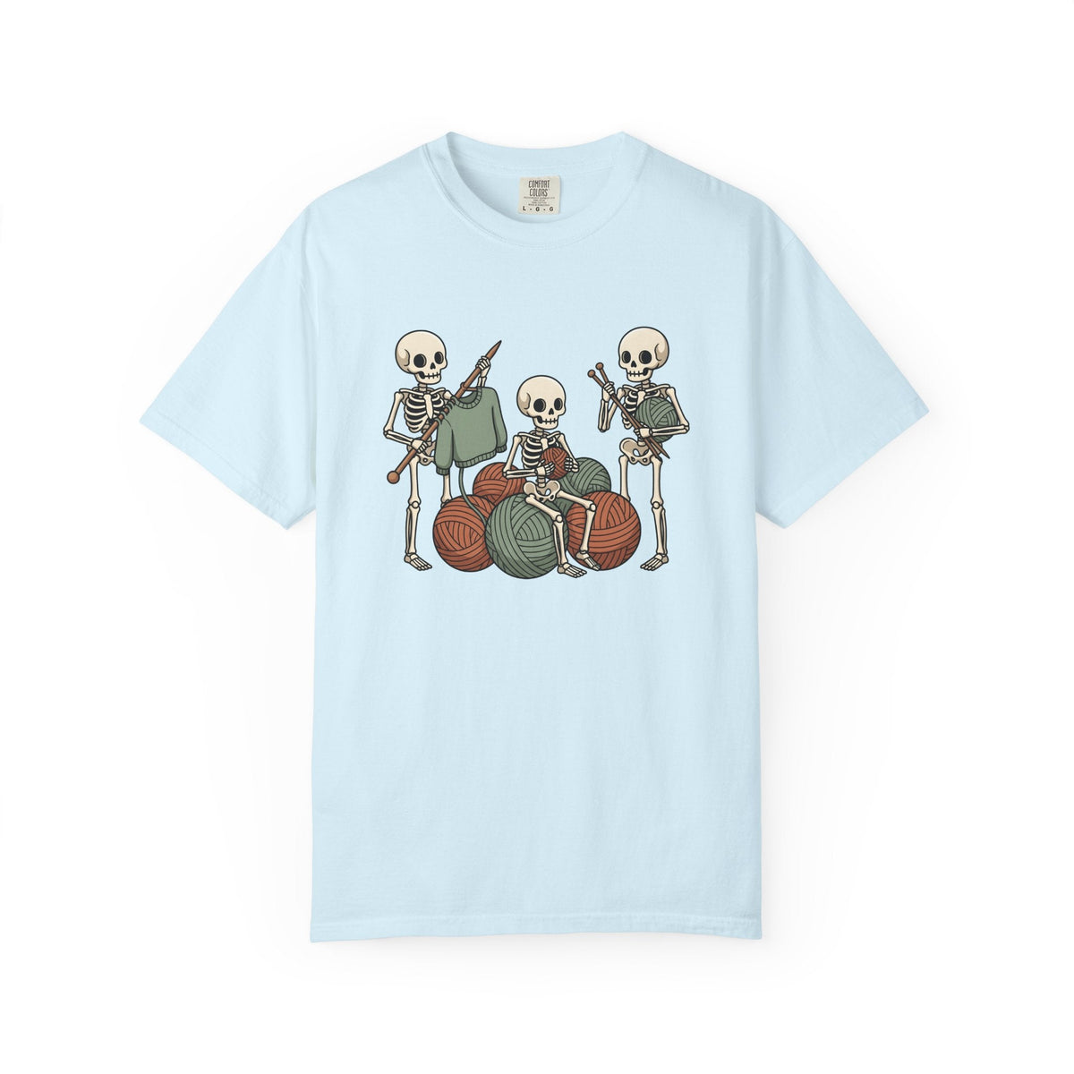 Skeleton Knitting Shirt Halloween Unisex Gift Cartoon Tee product image 2