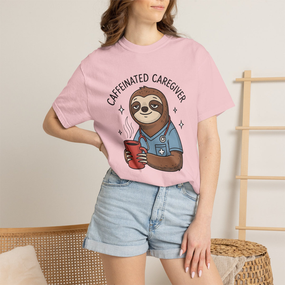 Sloth Nurse Shirt Nurses Latte Unisex Gift Illustration Tee Sloth T-Shirt Nurse
