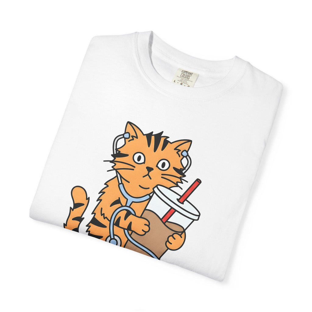 Cat Coffee Stethoscope Cartoon T-Shirt – Nurse Kitty Lover product image 5