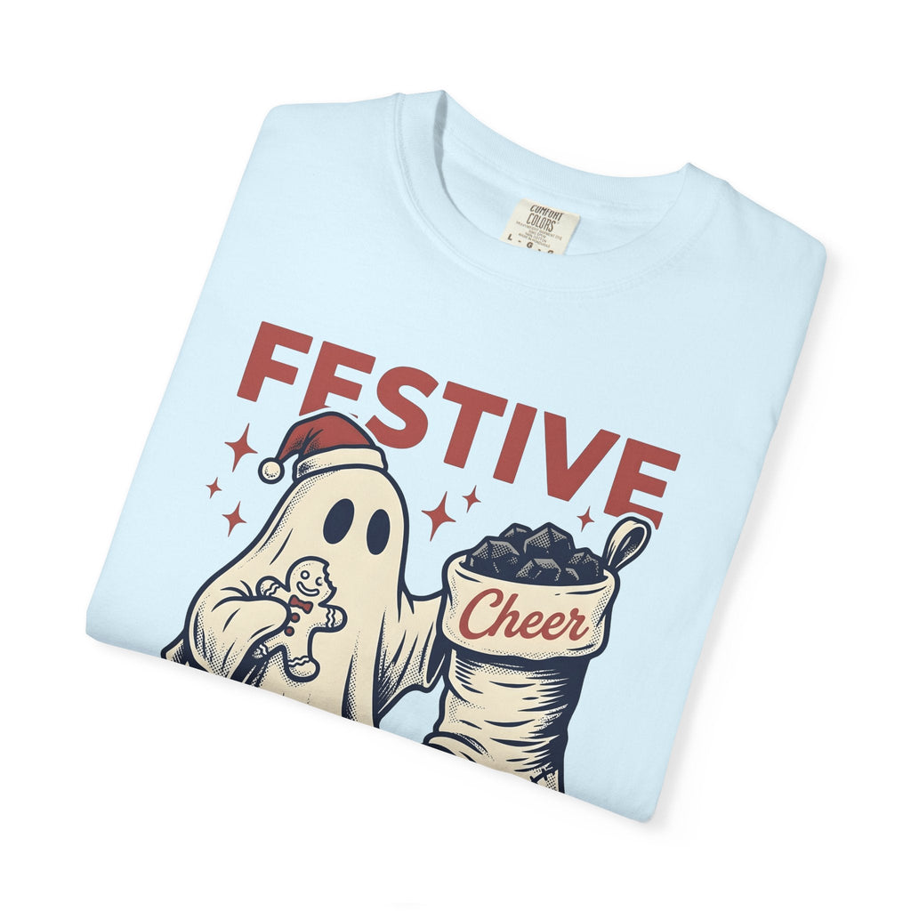 Ghost Santa Hat Shirt Christmas Humor Unisex Gift Vintage Tee Santa Hat T-Shirt