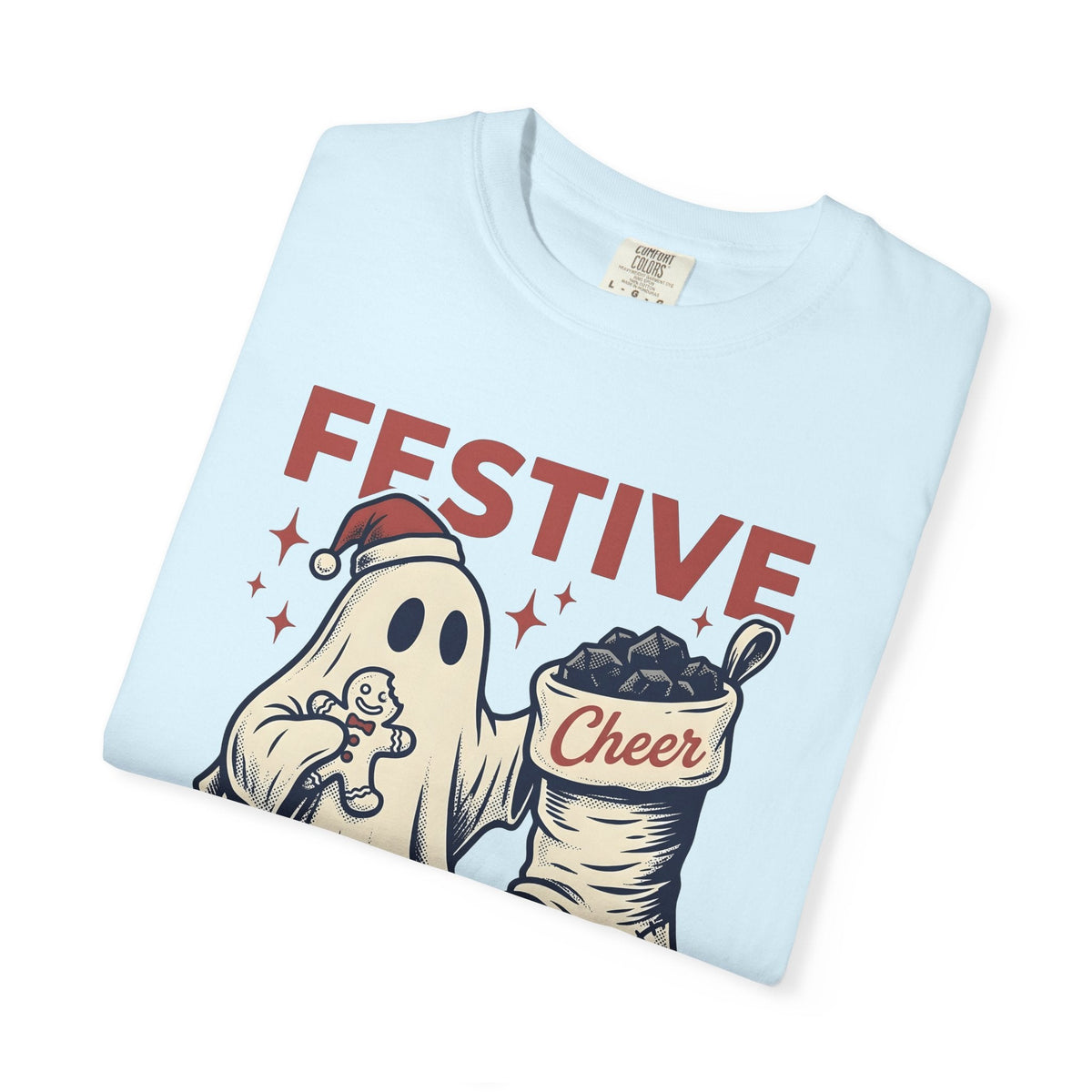 Ghost Santa Hat Shirt Christmas Humor Unisex Gift Vintage Tee Santa Hat T-Shirt