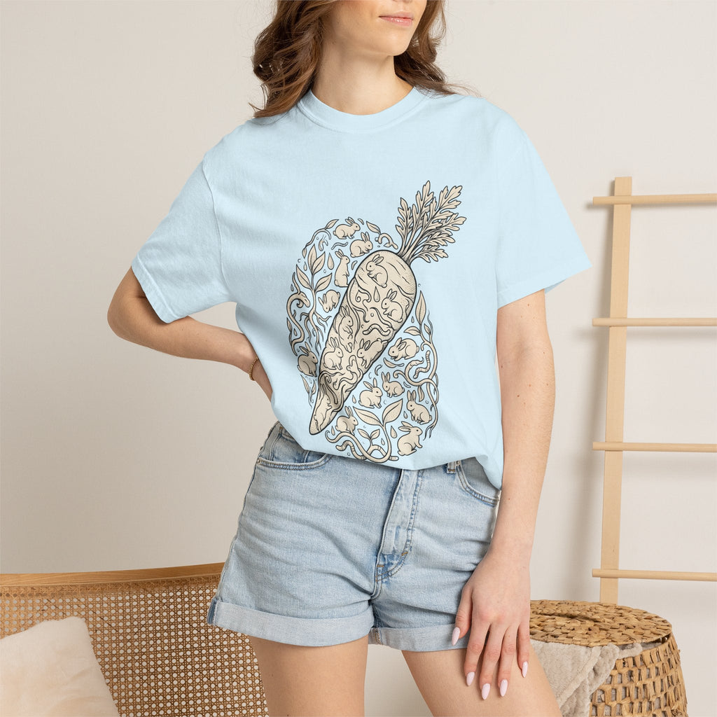 Bunny Vegetable Shirt Easter Pets Unisex Gift Line Art Tee product image 9