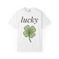 Four Leaf Clover Shirt Holiday Luck Unisex Gift Hand Drawn product image 1