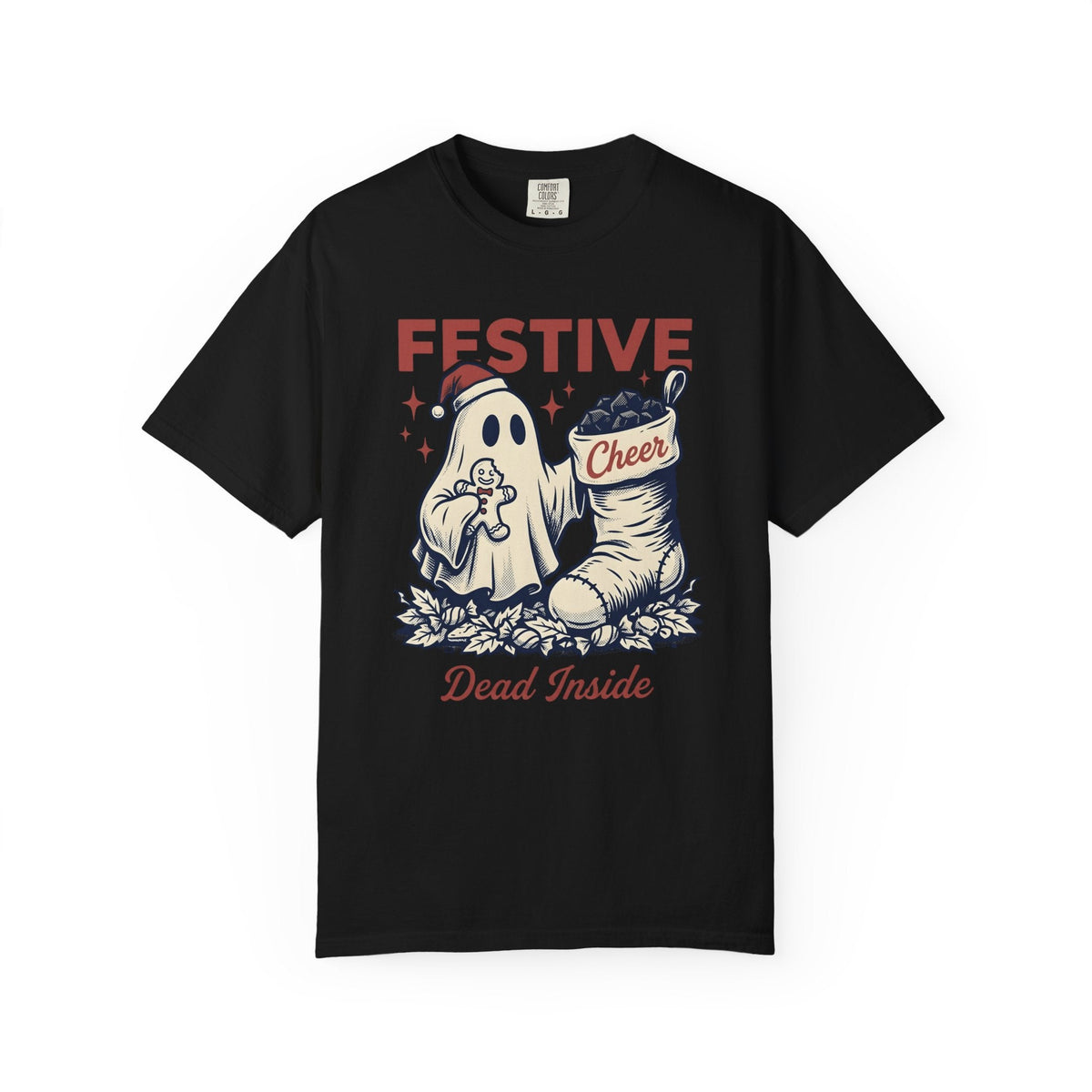 Ghost Santa Hat Shirt Christmas Humor Unisex Gift Vintage Tee Santa Hat T-Shirt