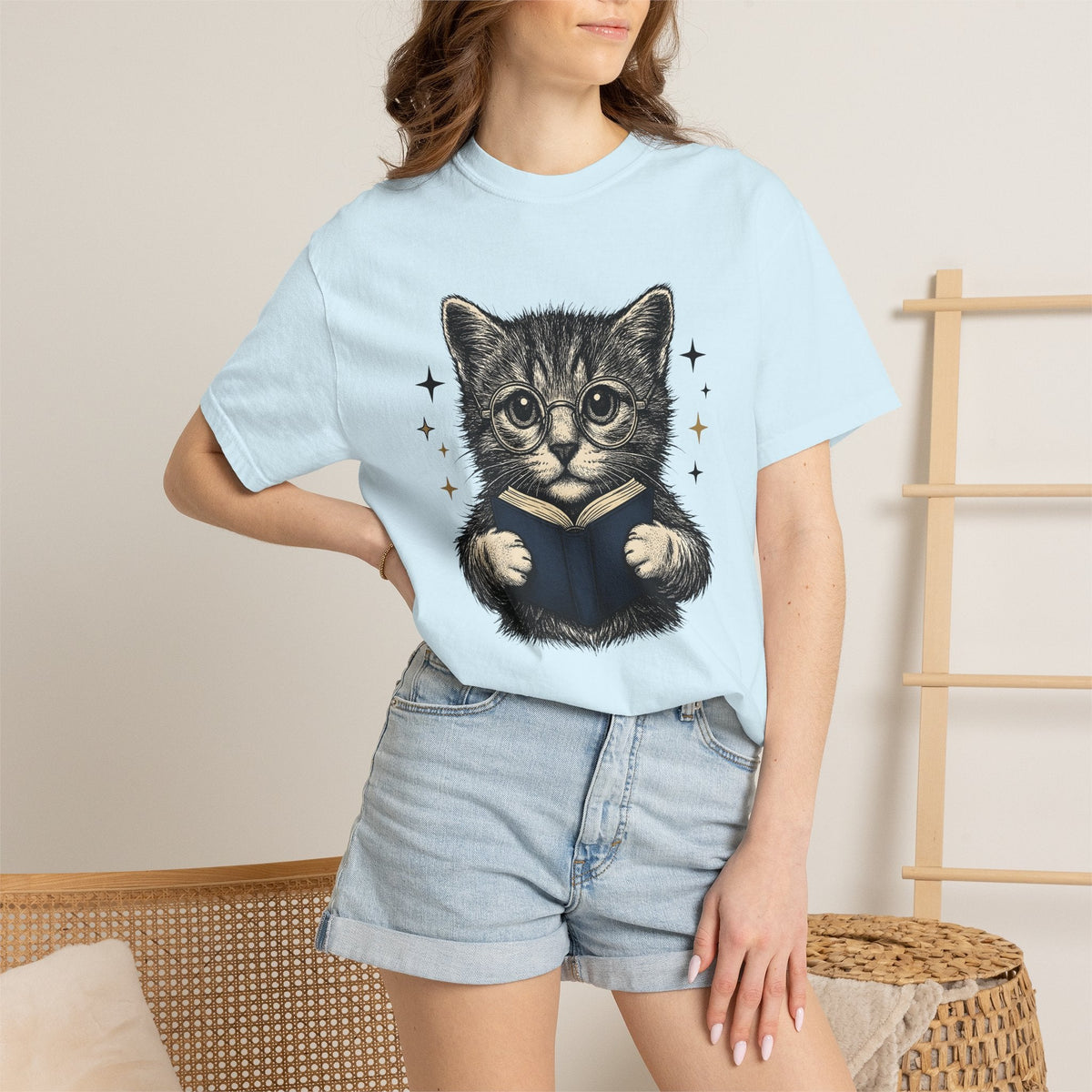 Cat Reading Shirt Novels Unisex Gift Cartoon Tee Kitten product image 9