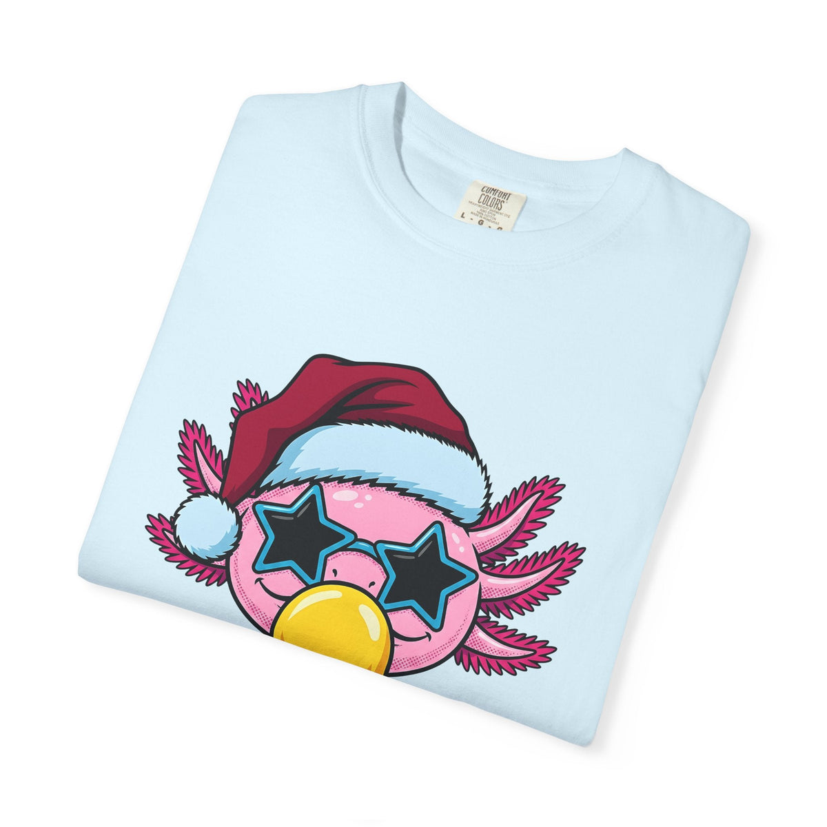 Axolotl Santa Hat Shirt Christmas Animal Unisex Gift Cartoon Tee Mexican