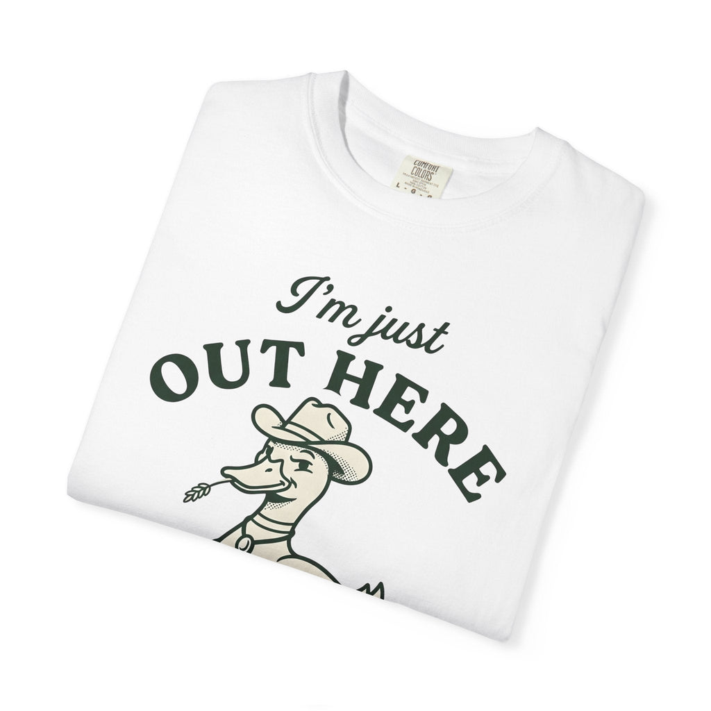 Western Duck Shirt Funny Wildlife Gift Women Comic Tee Duck T-Shirt Humor Fan Cartoon Tshirt Wildlife Graphic Retro Western Hat Tshirt