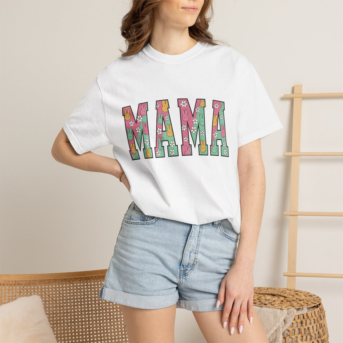 Rabbit Floral Print Shirt Easter Mother Gift for Women product image 6