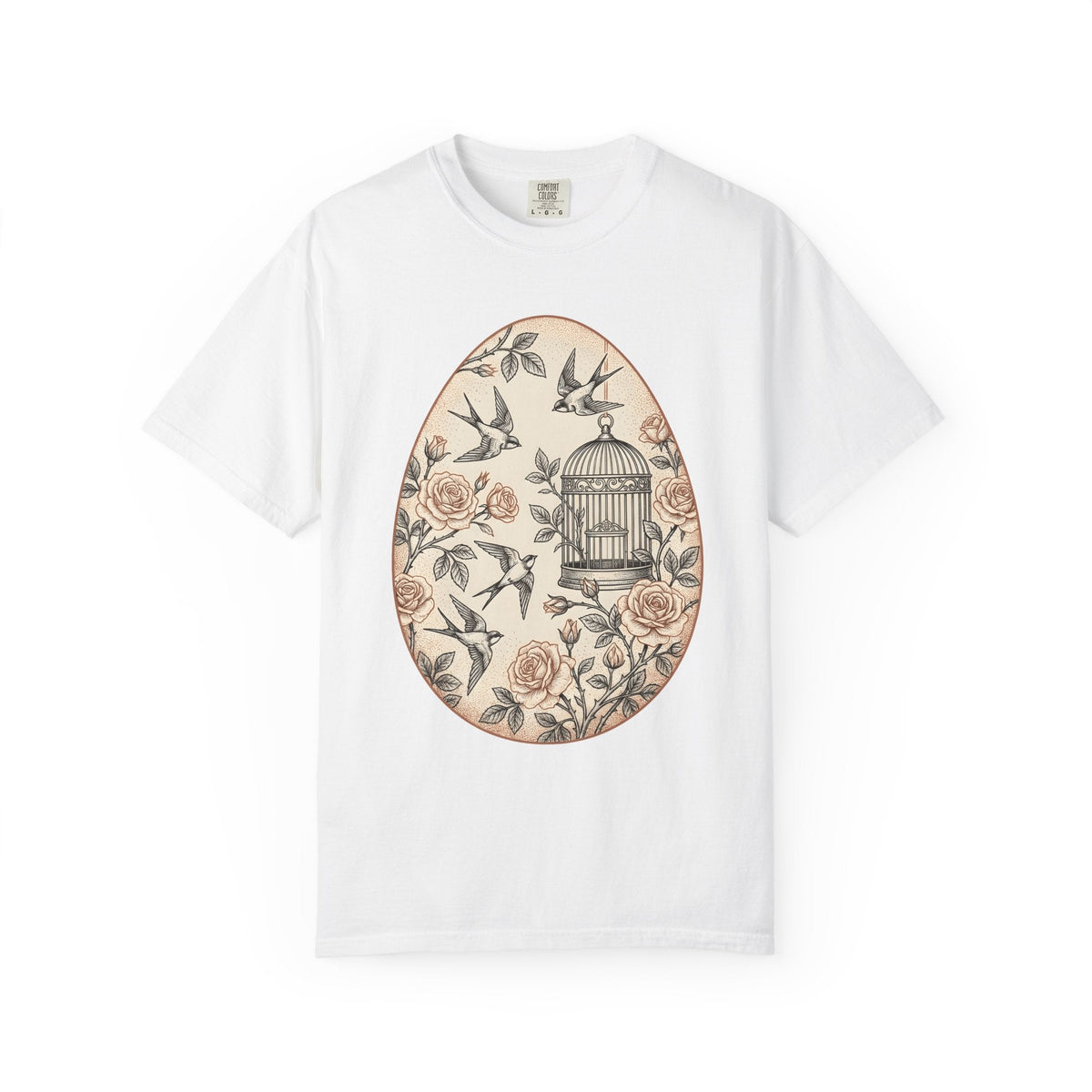 Flower Egg Birds Shirt Easter Wildlife Unisex Gift Retro product image 1