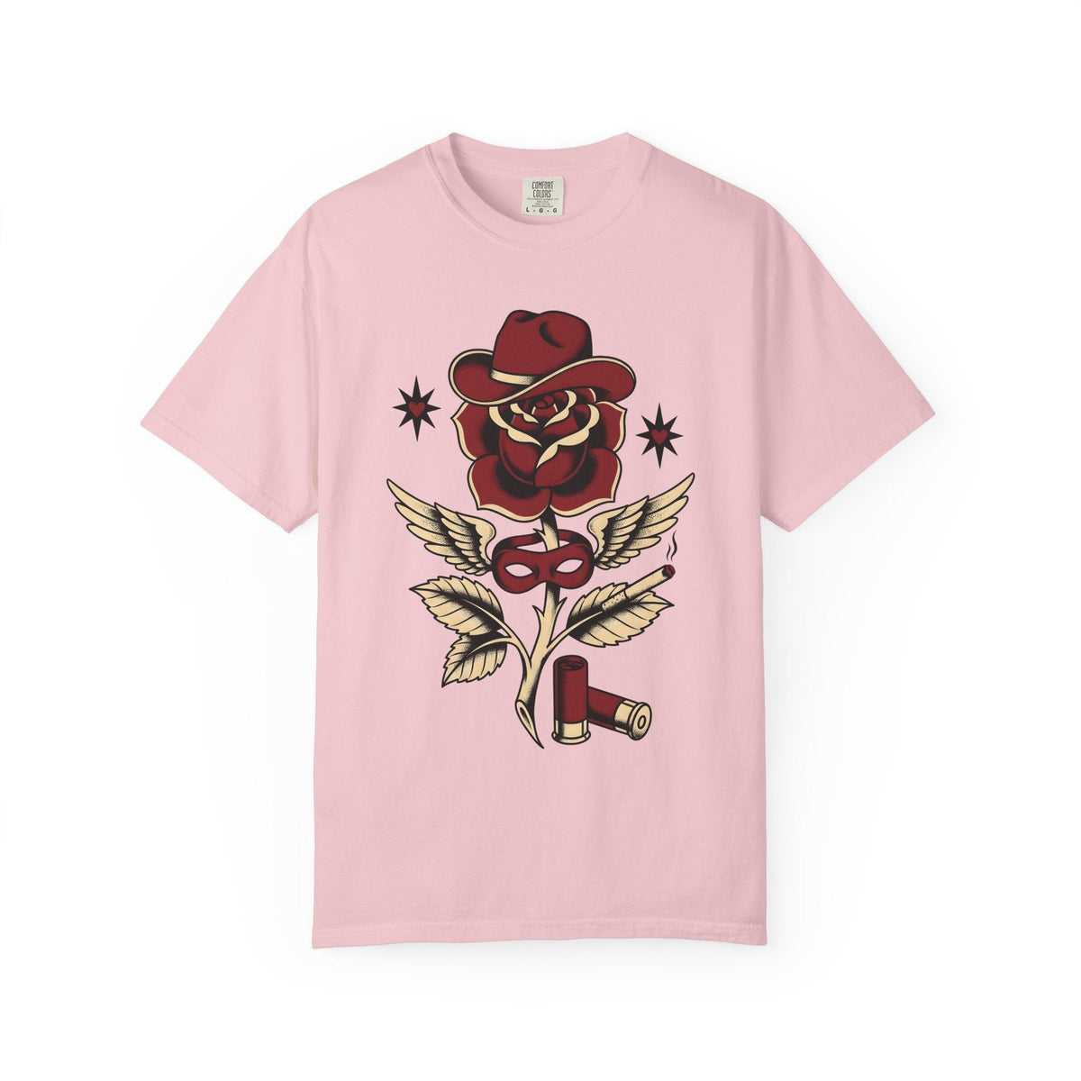 Rose Cowboy Hat Shirt Western Floral Unisex Gift Tattoo Tee Cowboy Hat T-Shirt