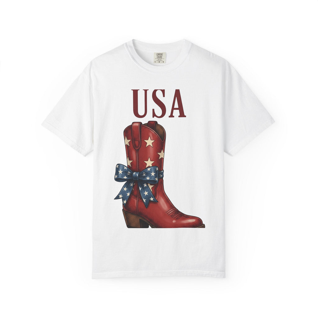 Western Boot Shirt America Cowboy Unisex Gift Retro Tee product image 1