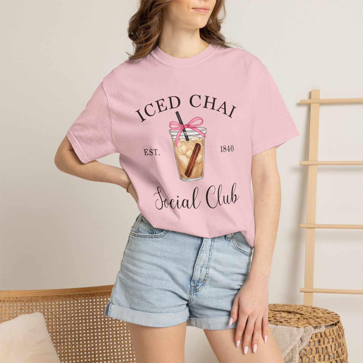 Iced Chai Cup Shirt Coffee Tea Unisex Gift Hand Drawn Tee Chai Mug T-Shirt