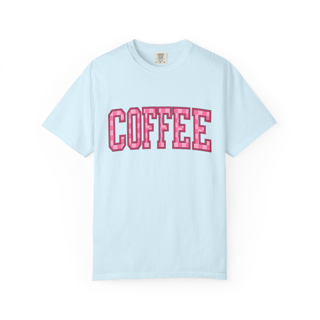 Block Letters Shirt Coffee Teacher Gift Women Bold Tee Typography T-Shirt Coffee Fan Brilliant Tshirt Educator Graphic Retro Checkered