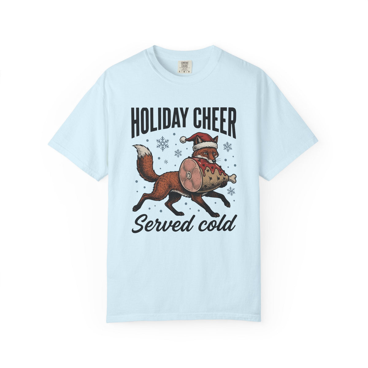 Fox Santa Hat Retro T-Shirt – Christmas Wildlife Sketch, Unisex Graphic Tee