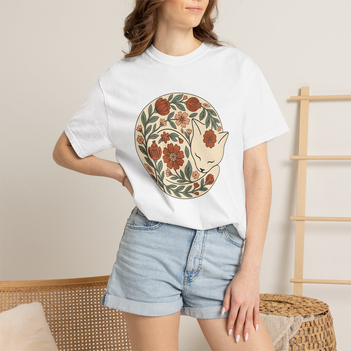 Blossom Cat Shirt Garden Gift Women Tribal Tee Kitty product image 6