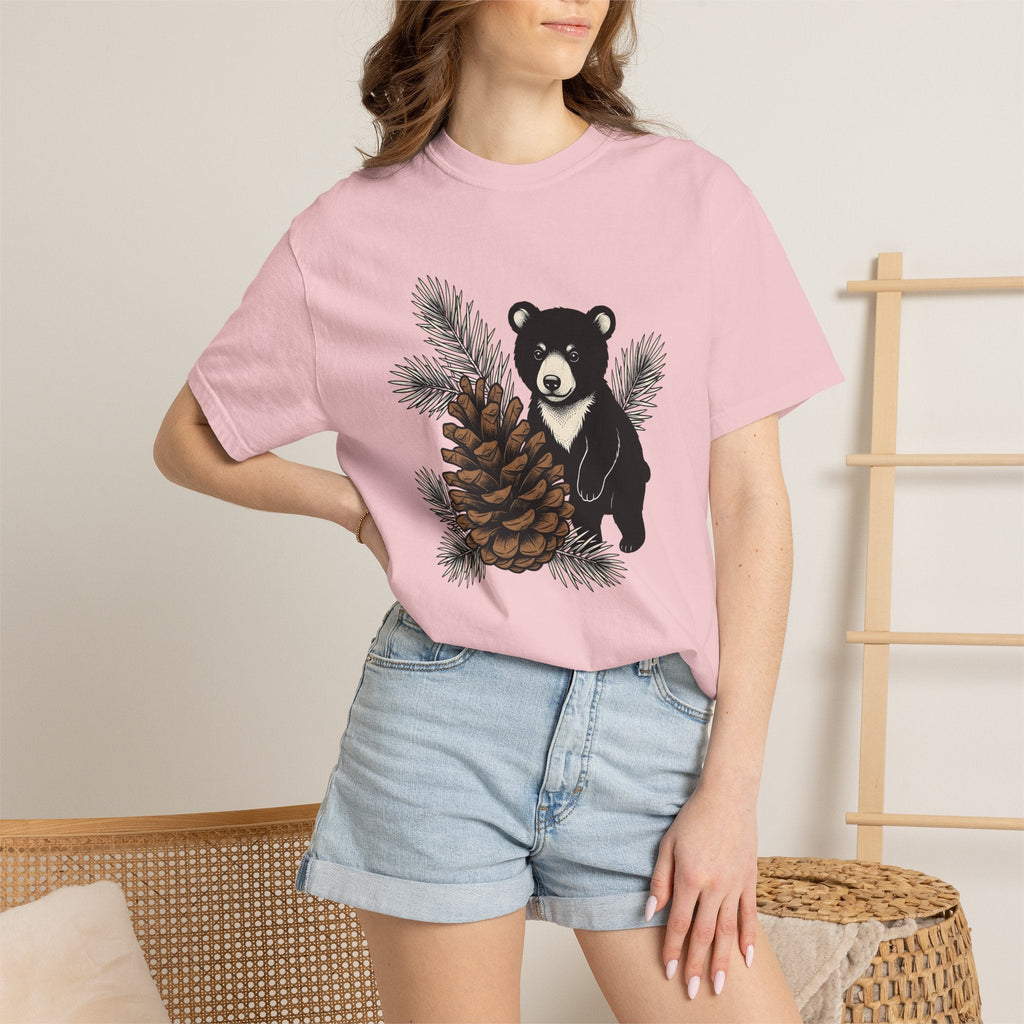 Bear Pinecone Shirt Animals Forest Unisex Gift Block Print product image 12