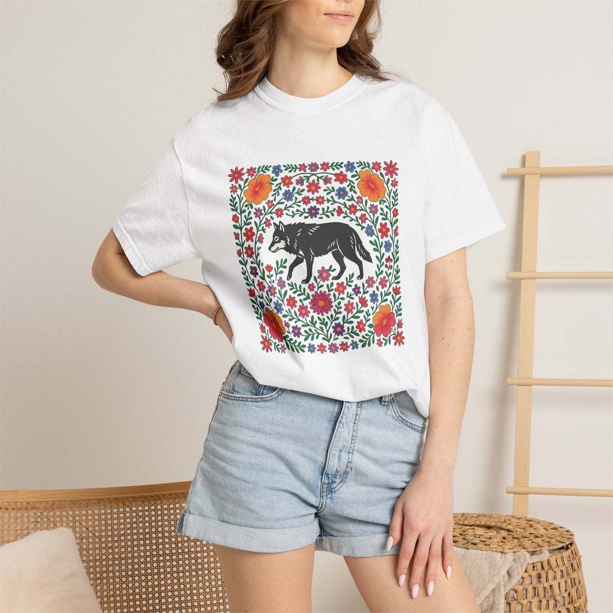 Wolf Bloom Shirt Animals & Flowers Wilderness Unisex Gift product image 6