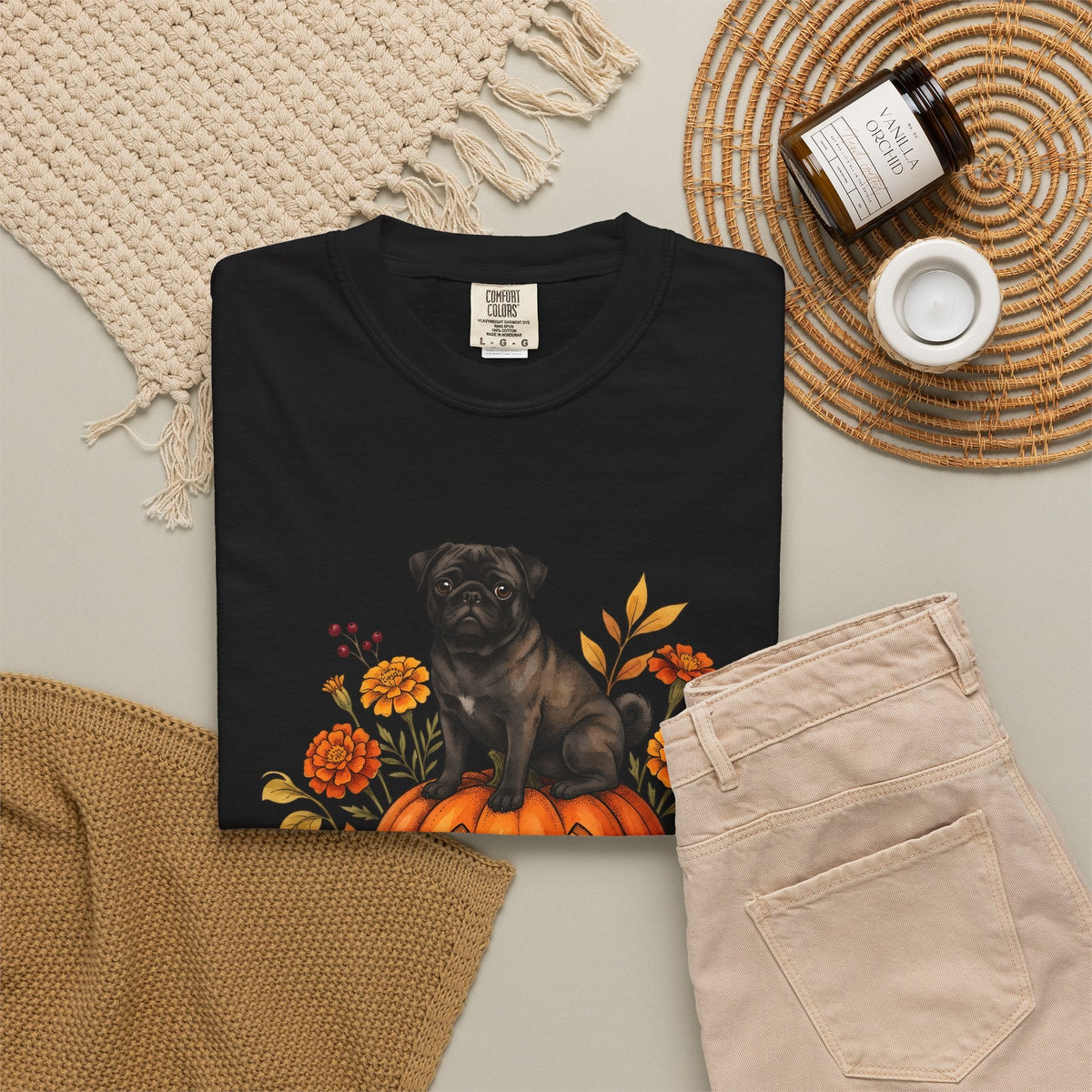 Pug Pumpkin Shirt Halloween Canine Fan Unisex Gift Old product image 16