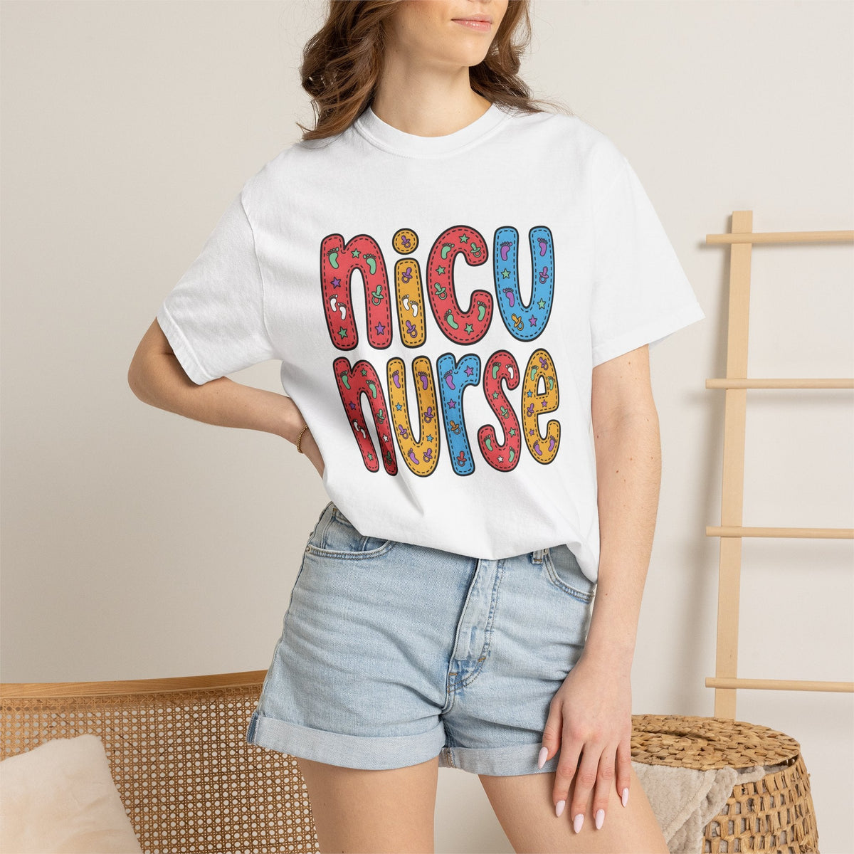 Baby Footprint Initials Shirt Nurse Clinic Unisex Gift product image 6