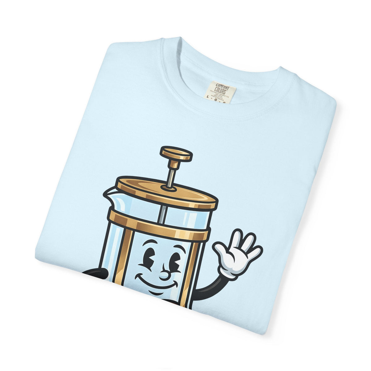 French Press Character Shirt Coffee Foodie Unisex Gift Cartoon Tee Cafetiere