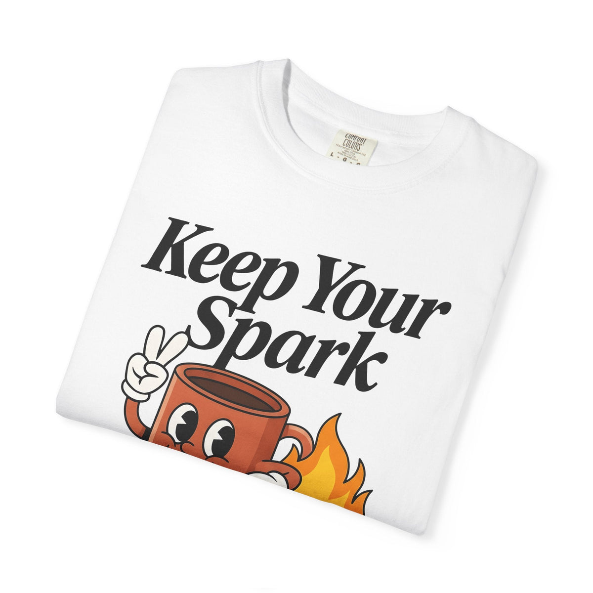 Coffee Cup Fire Shirt Cute Brew Unisex Gift Comic Tee Coffee Cup T-Shirt Kawaii