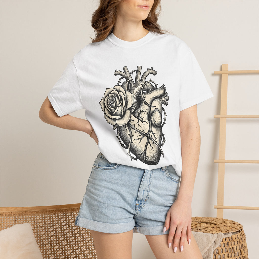 Heart Blossom Shirt Valentine Macabre Unisex Gift Line Art product image 6