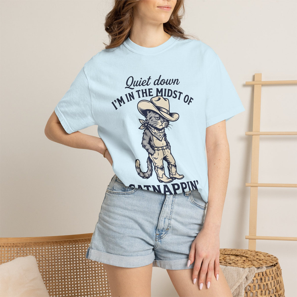 Cat Cowboy Shirt Country Unisex Gift Animated Tee Kitty product image 9