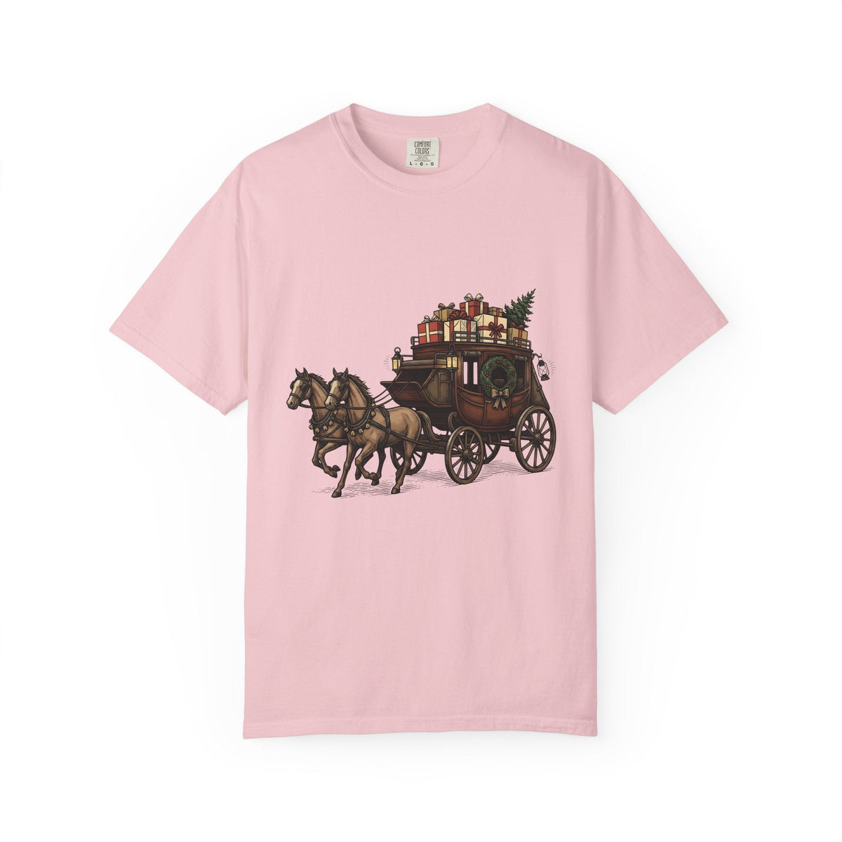 Horse Wagon Shirt Christmas Festive Unisex Gift Retro Tee product image 3