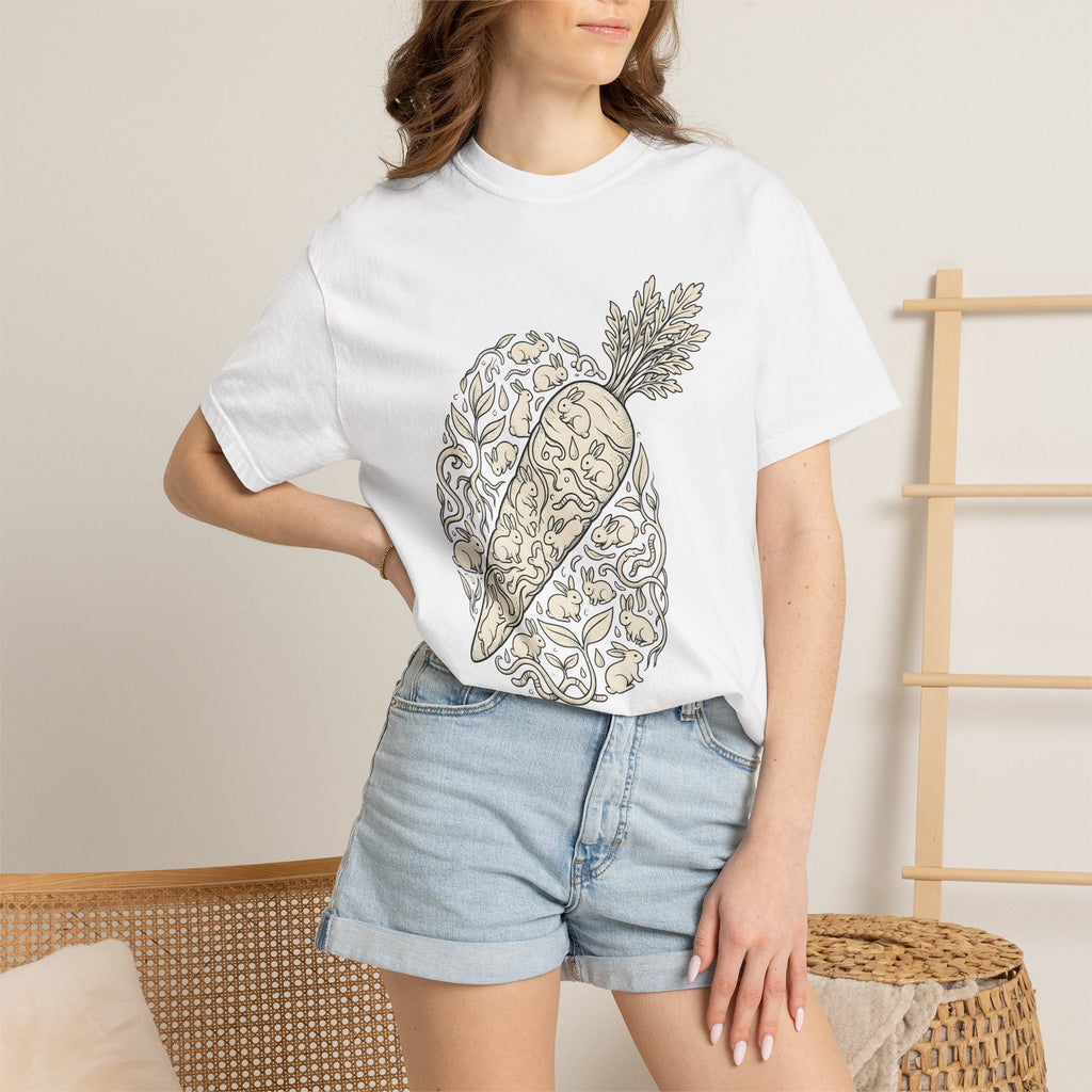 Bunny Vegetable Shirt Easter Pets Unisex Gift Line Art Tee product image 6
