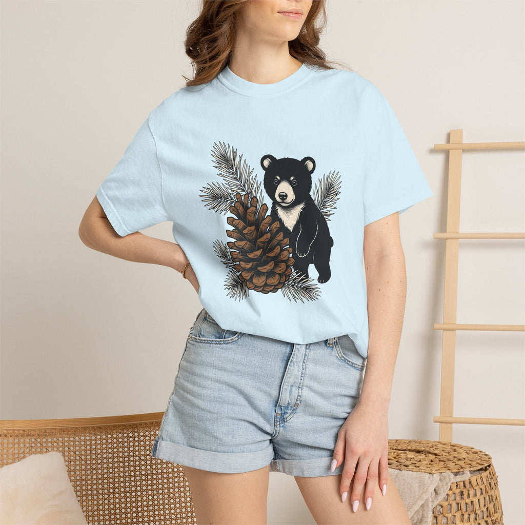 Bear Pinecone Shirt Animals Forest Unisex Gift Block Print product image 9